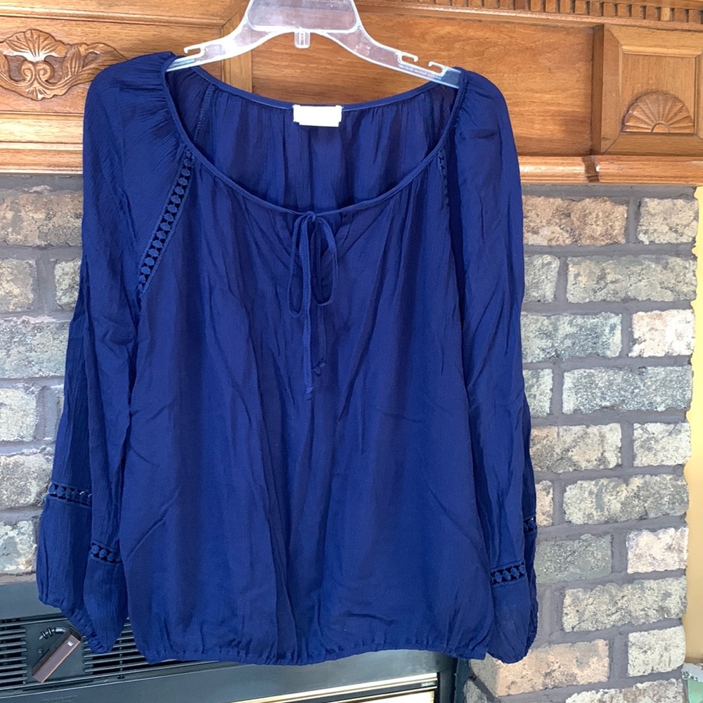 Womens size large blue blouse Euc!!! M❤️fasis brand.